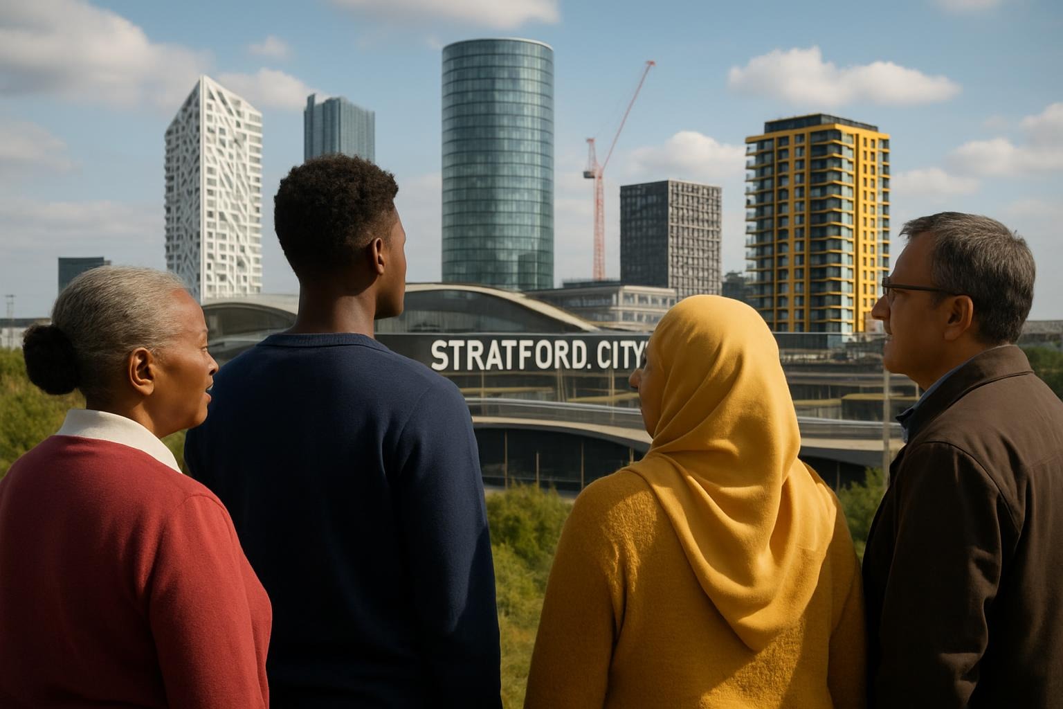 proud newham residents looking at Stratford city landscape