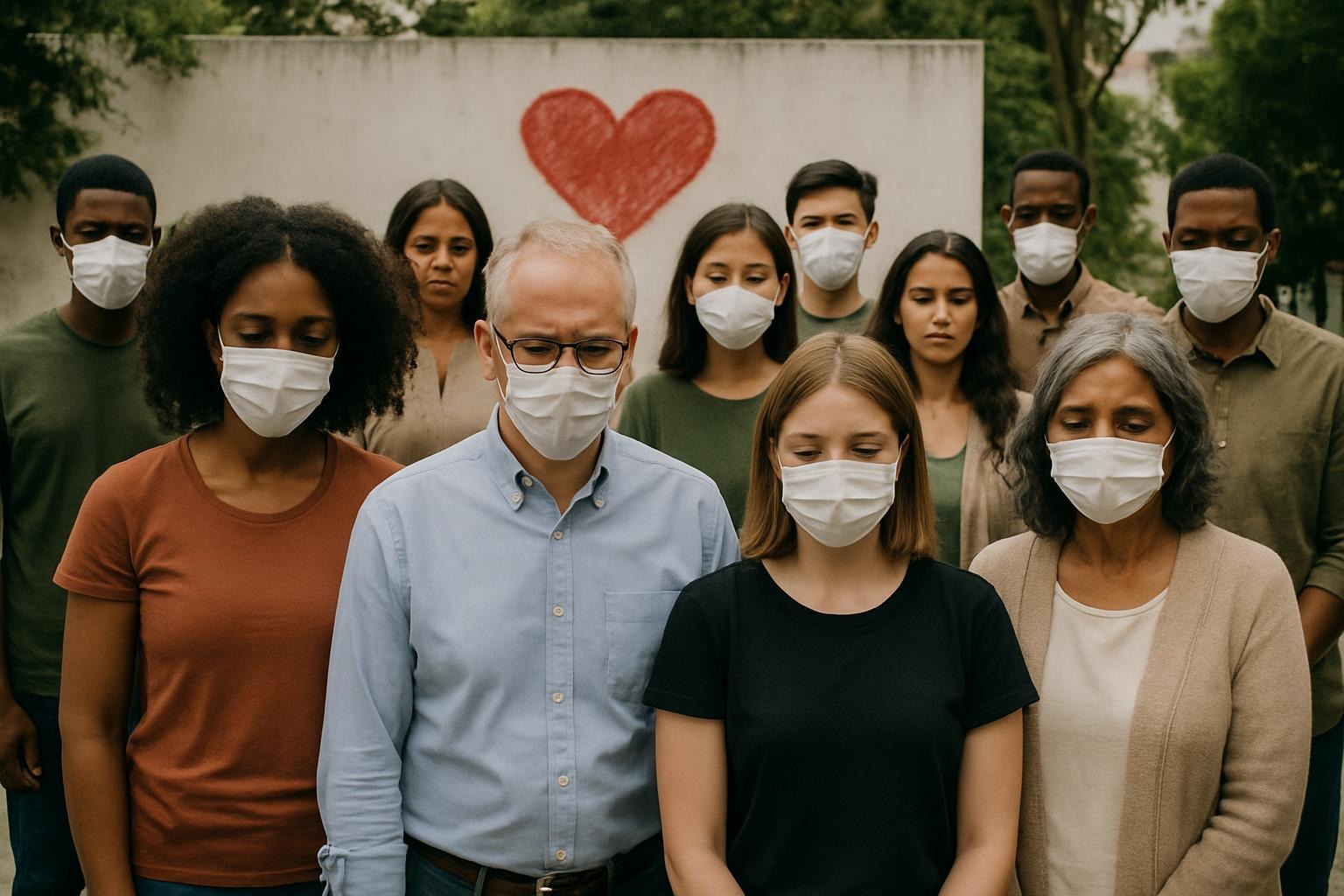 local diverse community standing in solidarity together post-Covid-19 remembering those affected"